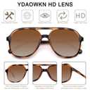 YDAOWKN Retro Square Aviator Sunglasses for Womens Mens Vintage 70s Double Bridge Sun Glasses