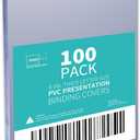Binditek 100 Pack 8mil PVC Clear Binding Presentation Covers, Letter Size, 8.5 x 11 Inches, Square Corners, Un-Punched, Office Supplies