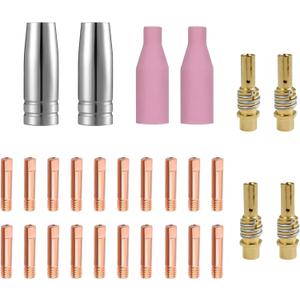 Mig 28-Pack MB15 15AK welding Gun Accessory Kit ;Welding contact Tips 0.035" 0.9mm,Ceramic Nozzles Welding Nozzle/Contact Tip Holder Fit MIG Welding Torch, (0.035" Accessory Kit)