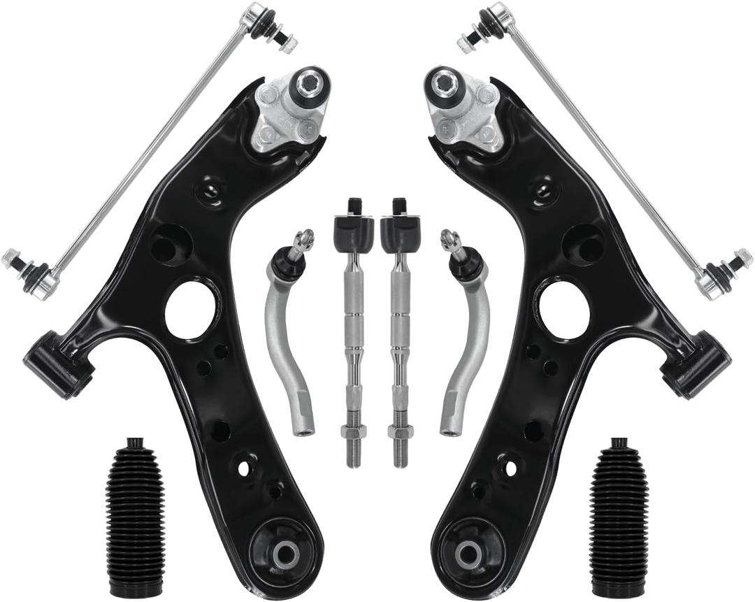 Control Arm, 12PCS Front Lower Tie Rod Boot Stabilizer Link Suspension Kit Replacement for 2010-15 Toyota Prius 2012-15 Prius Plug-In 2011-17 Lexus CT200h (Not Fit C or V)