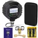 Pro Digital Vacuum Gauge, HVAC Pressure Tester with Alarm HVAC Micron Gauge 0-75,000 Microns, 7/16-20 UNF, 1/4 inch SAE, Temp Compensation, LCD Backlit Display