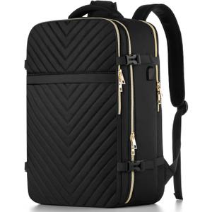 MOMUVO Carry On Backpack for Women,Flight Approved Extra Large Travel Laptop Backpack Water Resistant Luggage Travel Bag for Weekender Business, Black
