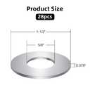 VGBUY 28PCS 5/8 Flat Washers for Screws and Bolts, 1-1/2 OD, Thickened 304 Stainless Steel 5/8 Washer Flat, Large Hardware Washers for Home, Industry, Indoor and Outdoor Use