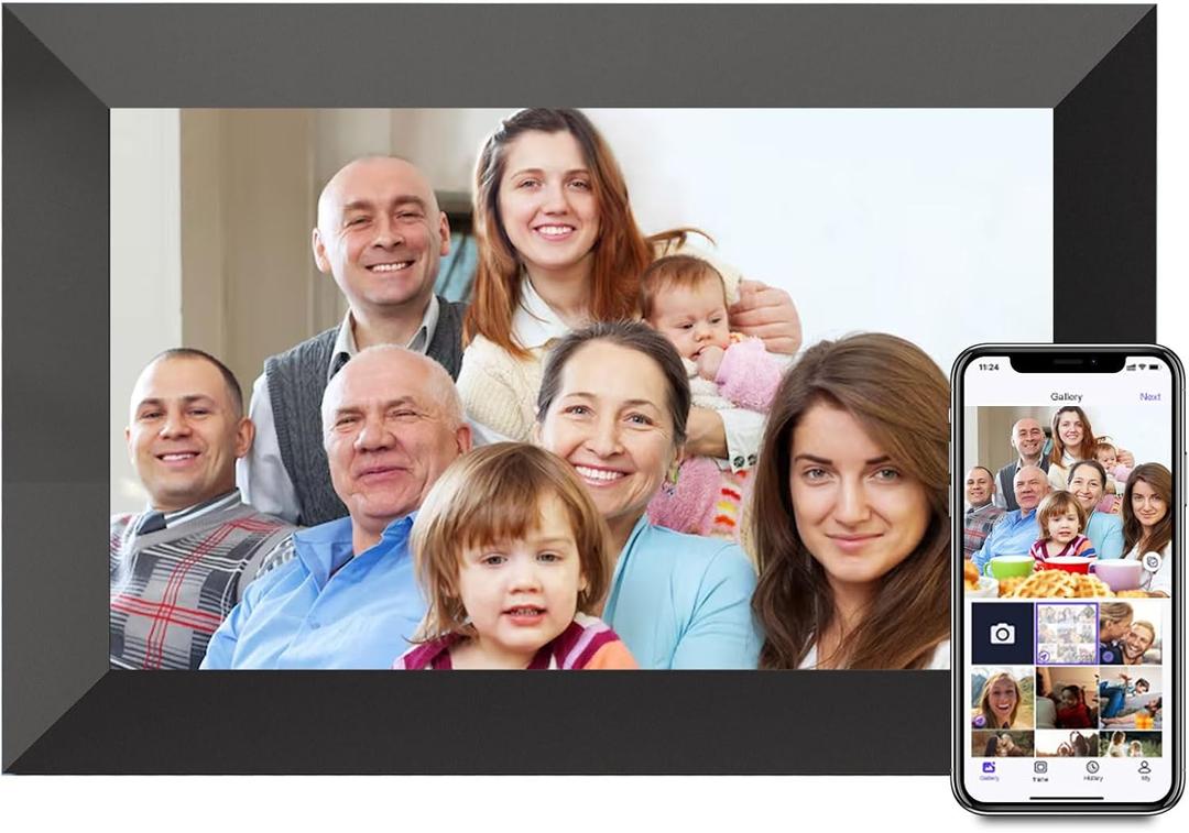 Uhale Digital Picture Frame, 10.1-inch High Definition Touch Screen, 16GB Memory, Digital Photo Frame with Automatic Rotation Feature.Mother's Day Gift (Black)