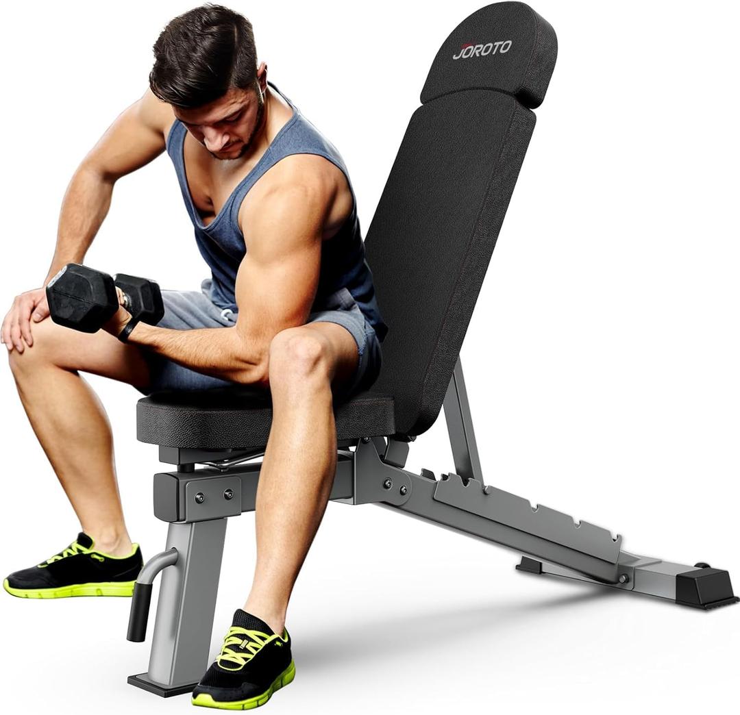 JOROTO MD80 Weight Bench, 1300 LB Heavy Duty Workout Bench Press for Home Gym, Adjustable Positions Strength Training, Adjustable Weight Bench with Wheels and Extended Backrest | Multiple Positions
