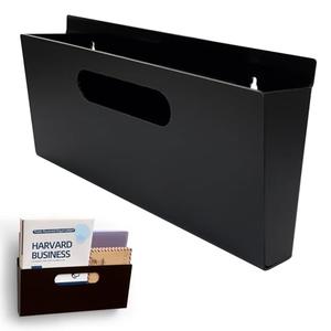SINNNBLE Magnetic Acrylic Wall Mount File Holder Organizer Hanging Files Magazines Newspaper and Mail Letter Paper Document Folder Perfect for Office and School Use (Black)