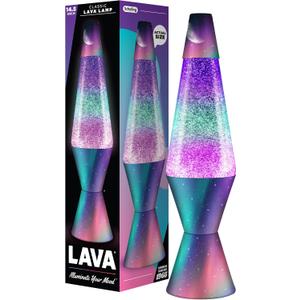 Lava Lamp - 14.5" Polar Glimmer - The Original Motion Light - Silver Glitter, Multicolor Base and Globe - Item #2048 