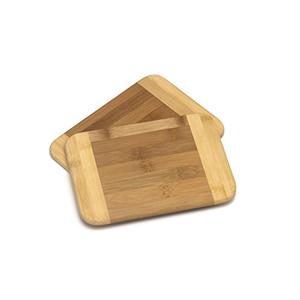 Lipper International Bamboo Wood Two-Tone Kitchen Cutting and Serving Board, Small, 7 3/4" x 6" x 1/4", Set of 2 One Cracked