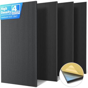 4 Pack Large Acoustic Panels Sound Absorbing with Self-Adhesive, 47.2”*23.6”*0.36” High Density Sound Proof Foam Panels for Walls, 3D Vertical Soundproof Wall Panels for Home Studio Office Decor-Black, 4 pack - 47.2*23.6in.