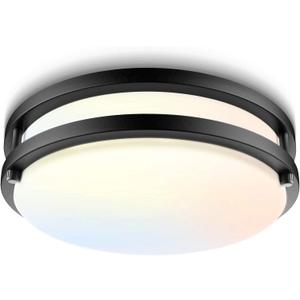 Flush Mount Ceiling Light, 10 inch Ceiling Light Fixture Dimmable,18W [160W Equiv] 1600lm, 3000K/4000K/5000K Bedroom Ceiling Lights for Kitchen, Hallway, Bathroom, Offices, ETL Listed