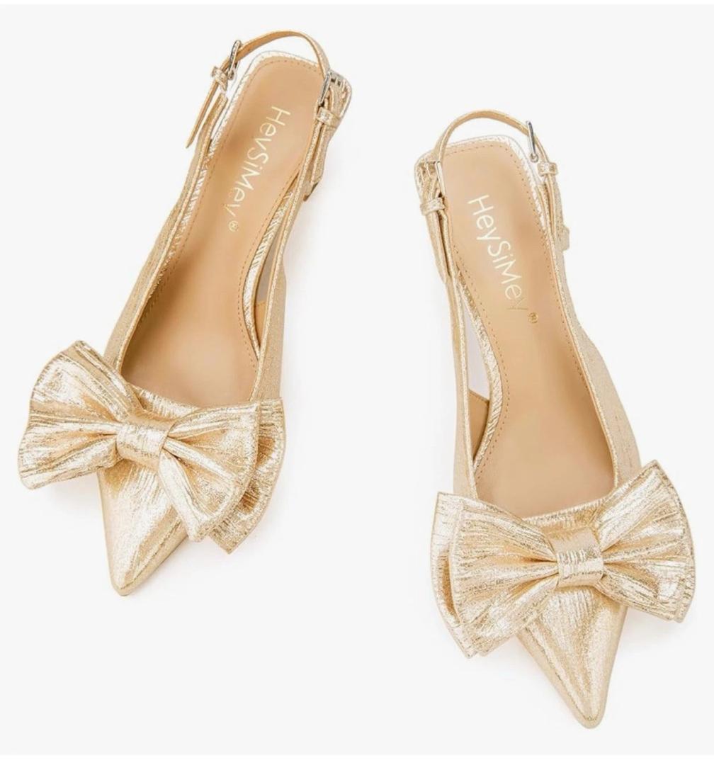 Heysimey Women's Bow Slingback Kitten Heels Size 8.6
