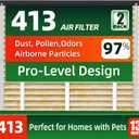 2 Pack 413 Air Filter Replacement, Help Reduce Odor, Humidity Resistance & Dust Capture, Compatible with AprilAire Whole House Air Purifiers,16x25X4 Furnace Filter