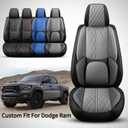 Car Seat Cover Custom Fit for Dodge Ram 1500 2500 3500 2002-2026 Faux Leather Seat Cover Set Compatible with Crew Quad Regular Cab Pickup Truck Cushions (Black & Grey, Front Seat)