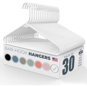 30pk Made in USA Strong Plastic Clothes Hangers Bulk, Laundry Clothes Hanger | Coat Hangers Plastic | Heavy Duty Plastic Hanger for Closet and Clothing Hangars (White)
