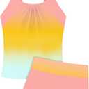 RAISEVERN Girls Swimsuit 2 Piece Bathing Suits for Teens Cute Summer Tankini Short for Size 11-12