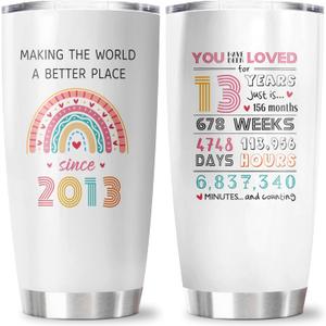 13 Year Old Girl Gifts Tumbler 20OZ 1PC, Gifts for 13 Years Old Girl, 13 Year Old Girls Birthday Present, 13th Birthday Gift for Girls, Thirteen Years Old Party Decoration Cup for Daughter Teens