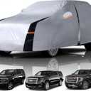 Full-Size SUV Car Cover Waterproof All Weather, 10 Layers Outdoor Car Covers for Automobiles - Sun & Rain Protector Full Exterior Covers. Custom Fit Suburban, GMC Yukon XL, Cadillac Escalade, etc (S5 Fit SUV/Jeep 211"-230" (See Size Chart), SUV/JeepGift: Storage Bag/Towel)