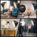 EMART Softbox Lighting Kit with Grid, 135W 25.5" Soft Box for Photography | Pull Softbox, 3000K-6500K LED Bulb with Remote Control, Photography Lighting kit for Video Recording,Streaming,Portrait-2Pack