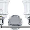 Aspen Creative 62126A, Four-Light Metal Bathroom Vanity Wall Light Fixture, 33" Wide, Transitional Design in Chrome with Clear Glass Shade