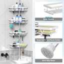DAOYA Shower Caddy Tension Pole Corner - Stainless Steel Bathroom Organizer White Tension Rod Shower Shelves for Tub(22-114.2inch), Renter Friendly