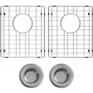 Sink Protectors for Kitchen Sink 15" x 13", Stainless Steel Sink Grid protectors for Kitchen Sink with Certer Drain Hole, Metal Protector for Sink with Sink Strainers