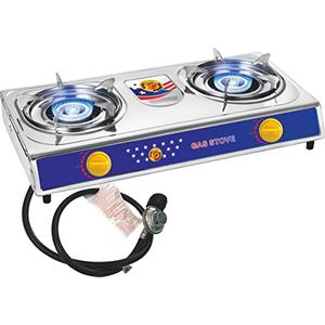Vivicreate 2 Burner Propane Stove, Portable Camping Gas Cooktop with Automatic Ignition, Stainless Steel BBQ Cooker, Includes Regulator & Hose, Estufa de Gas, Includes Regulator & Hose