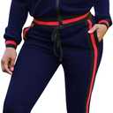 Akmipoem Women's 2 Pieces Outfits Long Sleeve Zipper Jacket and Pants Set Tracksuits (Medium, Royal Blue)
