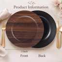 Mifoci 6 Pcs Faux Wood Charger Plates 13 Inch Round Rustic,Dark Brown, about 13 x 13 inches/ 33 x 33 cm