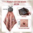 3 Pcs Wrap Hair Net with Scarf, Women Silk Press Head Wrap Netted Scarf 2 in 1 Easy-to-use for Silk Press & Nighttime Care, Styling, Sleep & Shower Cap(Retro Western,Orange Black Green)