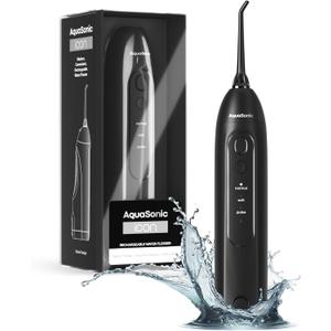 AquaSonic Icon Water Flosser for Teeth  Cordless Rechargeable Oral Irrigator  Waterproof, Portable Dental Cleaning with Jet Tip  Braces Home Travel - Onyx