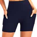 Soothfeel Women's High Waisted Swim Board Shorts 5 Inch UPF 50+ Tummy Control Bathing Suit Bottoms for Women with Pockets XXL