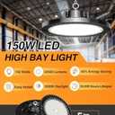 8 Pack 150W UFO LED High Bay Lights, 5000K Daylight, Super Bright 22500 LM, AC100-277V, High Bay Led Shop Lights with US Plug 5ft Cable for Garage Plug & Play Lighting for Warehouse