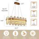 39.3" Dimmable Rectangle LED Crystal Chandeliers,Gold Chandelier Light, 3 Colors Contemporary Pendant Ceiling Light for Dining Room Living Room Kitchen Island Entryway Foyer ,With Remote Control