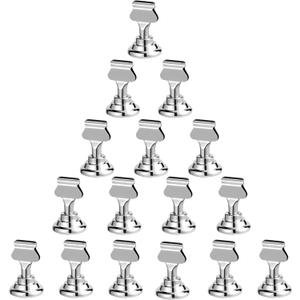 Urban Deco 16PK Table Number Holders Place Card Holders 1.7 Inch Table Card Holders Steel Card Holders for Photos, Food Signs, Memo Notes, Weddings, Restaurants, Birthdays(Silver)