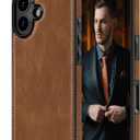 LOHASIC for iPhone 16 Case, Luxury Elegant Leather Soft Grip Full Body Protective Men Women Phone Cases Back Cover for iPhone 16, 6.1" 2024 New Released, Brown