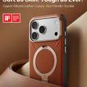TORRAS Organic Leather for iPhone 17 Pro Case with Stand, Fit for Magsafe, 360 Spin Stand with Camera Control, Premium Leather Durable Stylish Q3 VegSkin for iPhone 17 Pro Phone Case, Saddle Brown
