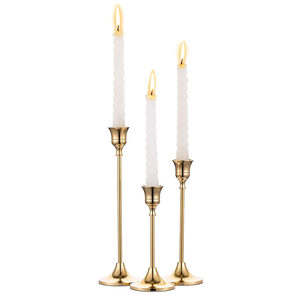 Brass Gold Metal Taper Candle Holders Candlestick Holders, Vintage Modern Decorative Centerpiece Candlestick Holders for Table Mantel Wedding Housewarming Gift