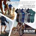 6 Pairs Merino Wool Ankle Running Hiking Socks Compression Support Breathable Thick Cushion No Show Socks for Women Men (Medium)