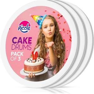 16 Inch Cake Drum Pack of 3 - Smooth-Edged - Sturdy Boards Round - Bend Resistant Multi-Layered Cake Base for Minimalist Displays