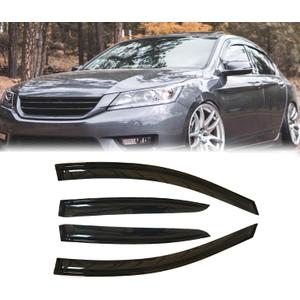 Tape-On Rain Guard 4-Piece for 2013-2017 Honda Accord Windows Visor Shield Shade Smoke 94535 (black)