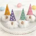 2 x DAZONGE Easter Decorations, Easter Gnome Decor, 4PCS Wooden Spring Gnomes with Faux Fur Beards, Cute Gnome Figurines for Tiered Tray Mantel Shelf Table