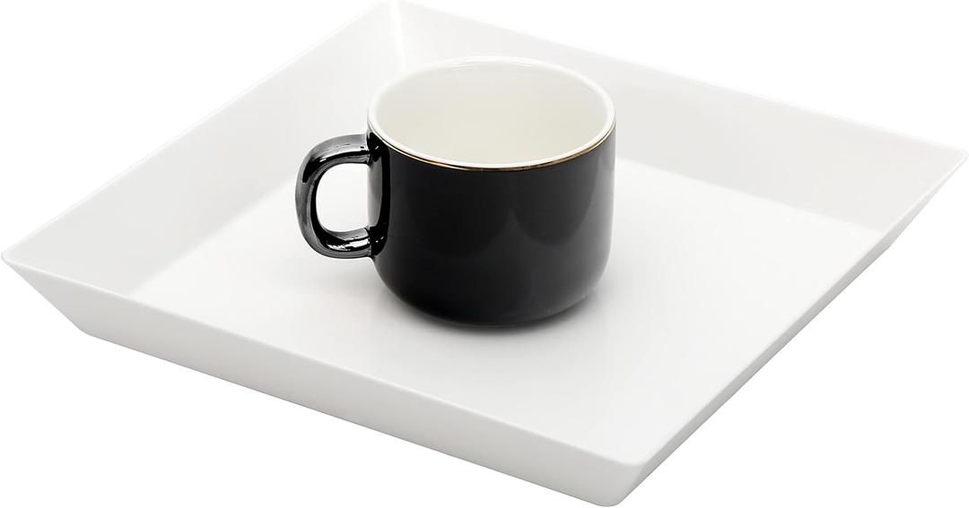 Youngever 3 Pack Plastic Serving Trays, Square Serving Platter for Parties, 10 inch x 10 inch (White)