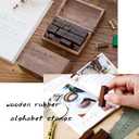 70Pcs Wooden Rubber Alphabet Letter Number Stamps, Rectangular, Capital & Lower Case, DIY Craft Card Making, Scrapbooking Supplies (Dark Wooden)