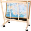 GENMOUS Wood Large Print Rack with Castors - Artist Display and Storage Rack,Natural Wooden Storage & Crafts Drying Racks for Canvas,Artwork,Prints,Panels,Posters,Art Shows & Galleries Display Stands (1-layer)