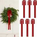 6 Pcs Vintage Velvet Christmas Bows - 23.6 x 15.7 Inch Rustic Large Wreath Bow for Xmas Tree Topper Garland Swags Staircase Fireplace Mantel Wedding Home Decor (6, Red)