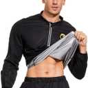 NINGMI Sauna Suit for Men Sweat Jacket Sweating Shirt Long Sleeve Workout Suits Zipper Gym Exercise Fitness (4X-Large)