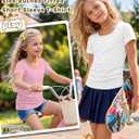 Oakgarden 3 Pack Girls Short Sleeve Tops | U Neck, Slim Fit, T Shirts, Ruched, Summer, Cute, Casual, Basic Tees, 5-14Y, Back to School, Uniform, Lovely, Workout