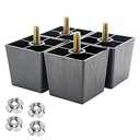Murtenze 4Pack 2 inch Sofa Legs, Square Tapered Plastic Couch Legs Replacement Furniture Legs with M8 Hanger Bolts for Chair Sofa Dresser Cabinet Loveseats Ottoman Bed
