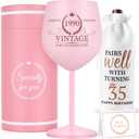 Lifecapido 35th Birthday Gifts for Women, Vintage 1990 Stainless Steel Glass with Bag and Card, 35th Birthday Decorations for Women, 35 Year Old Birthday Gifts for Sister Friends Wife Aunt