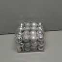 Emopeak 24Pcs Christmas Balls Ornaments for Xmas Christmas Tree - 4 Style Shatterproof Christmas Tree Decorations Hanging Ball for Holiday Wedding Party Decoration (Silver, 1.6"/4.2CM), 2 Pack